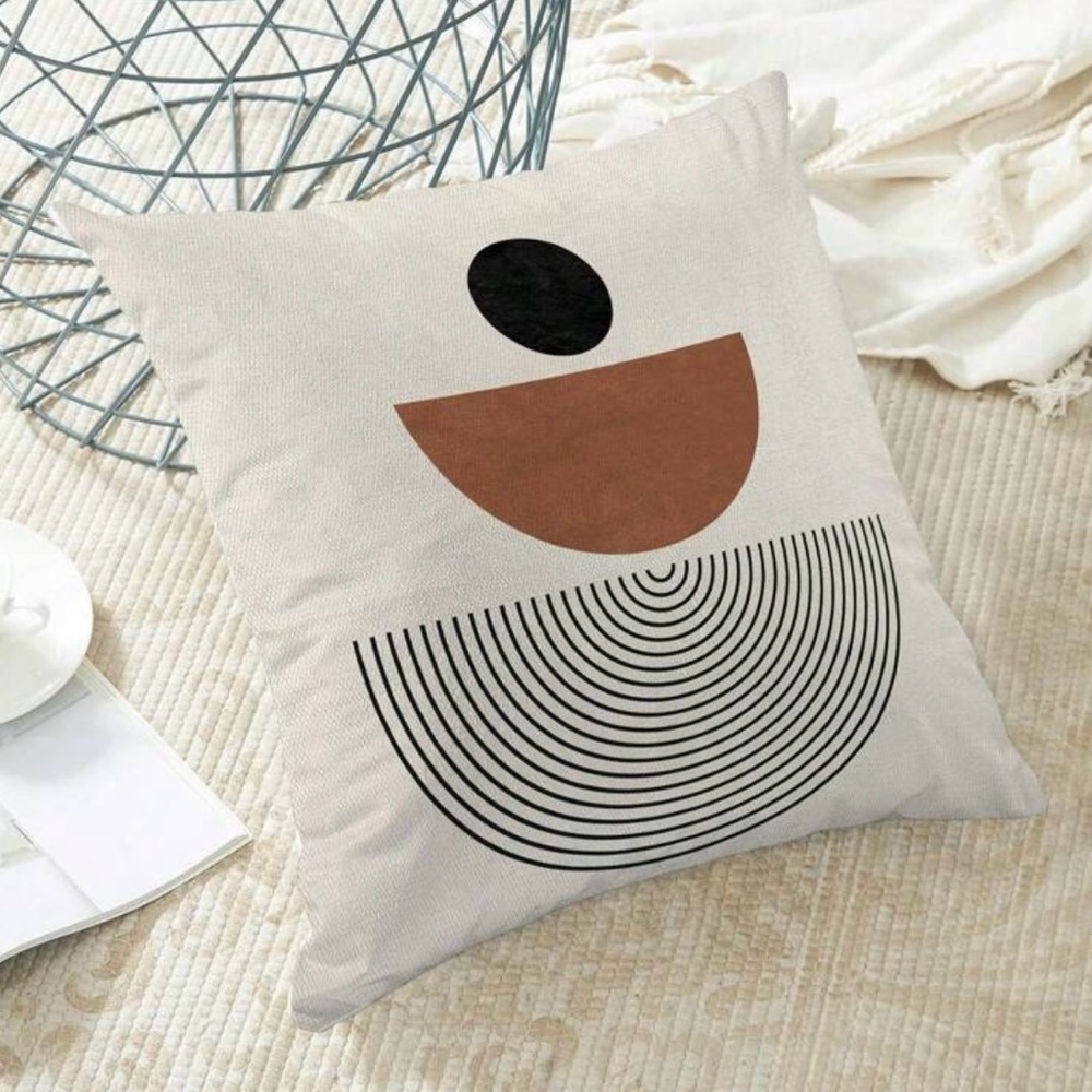 Modern Black, Brown, and White Throw Pillow Cover, 18”x18”